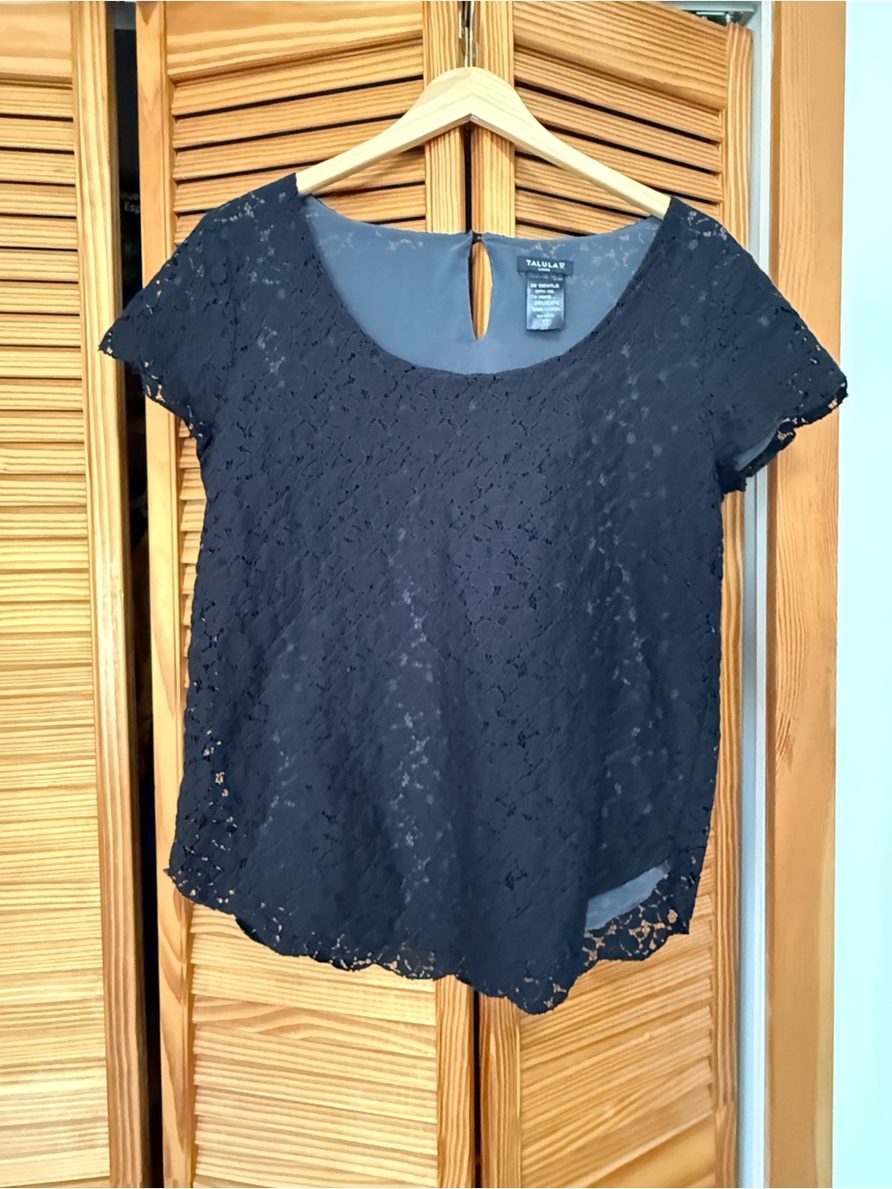 Talula Black Lace Scoop Neck Short Sleeve Top